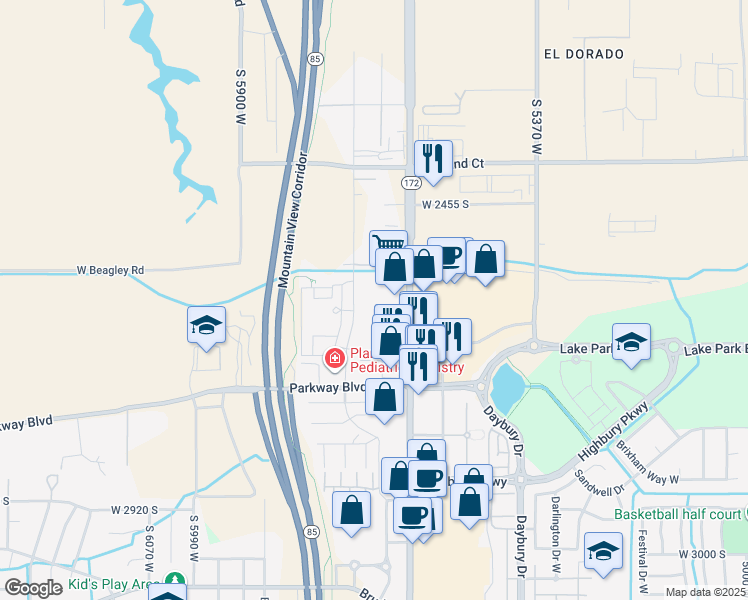 map of restaurants, bars, coffee shops, grocery stores, and more near 2572 South 5600 West in West Valley City