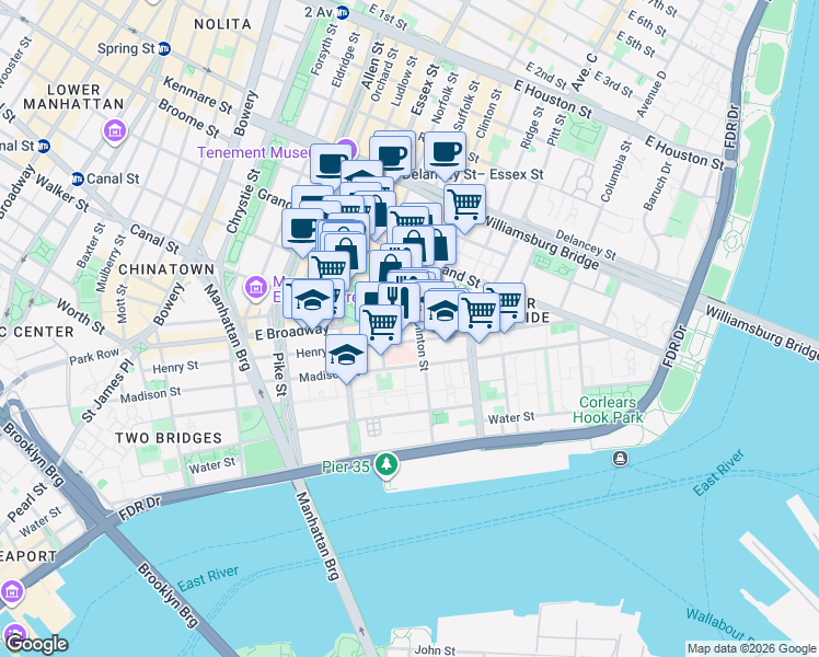 map of restaurants, bars, coffee shops, grocery stores, and more near in 