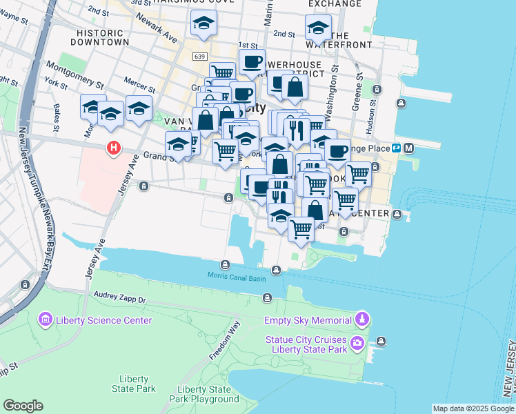 map of restaurants, bars, coffee shops, grocery stores, and more near 207 Van Vorst Street in Jersey City