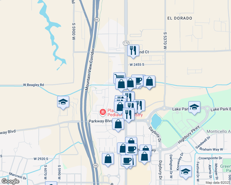 map of restaurants, bars, coffee shops, grocery stores, and more near 2572 South 5600 West in West Valley City