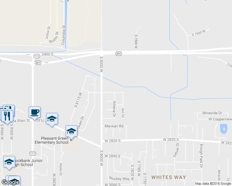 map of restaurants, bars, coffee shops, grocery stores, and more near 7904 West Thoreau Drive in Magna