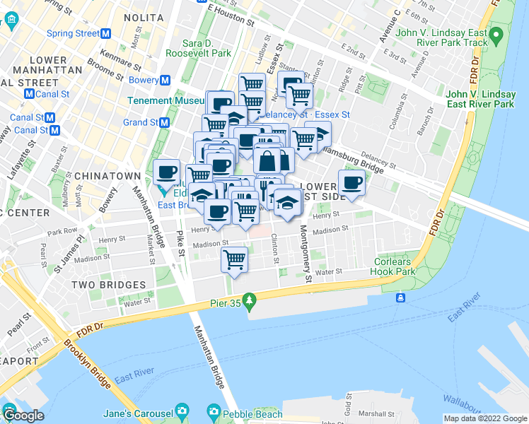 map of restaurants, bars, coffee shops, grocery stores, and more near in 