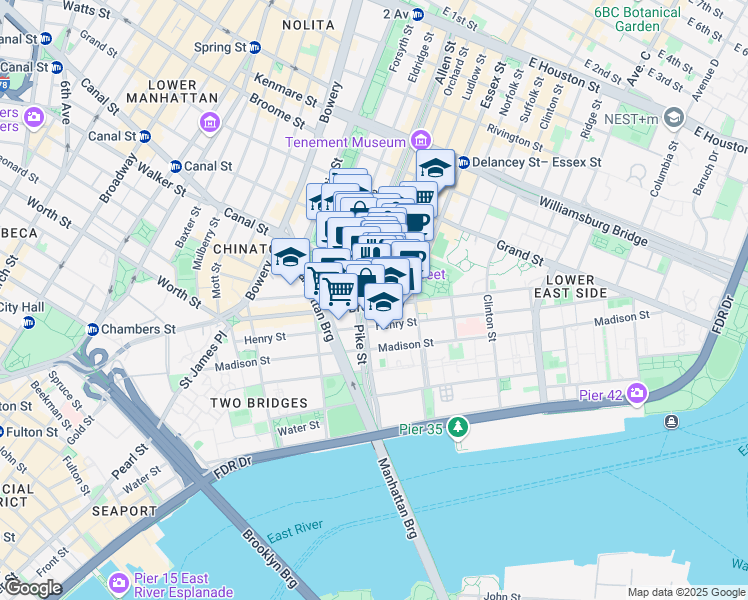 map of restaurants, bars, coffee shops, grocery stores, and more near in New York