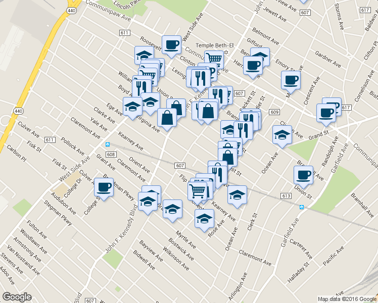 map of restaurants, bars, coffee shops, grocery stores, and more near in Jersey City