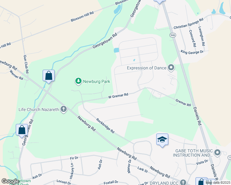 map of restaurants, bars, coffee shops, grocery stores, and more near 615 Mulberry Drive in Nazareth