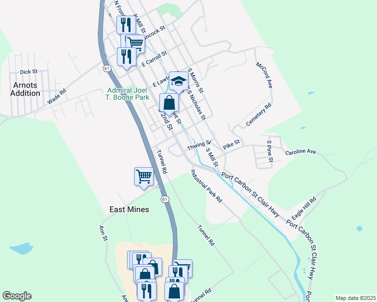 map of restaurants, bars, coffee shops, grocery stores, and more near 12 Union Street in Saint Clair