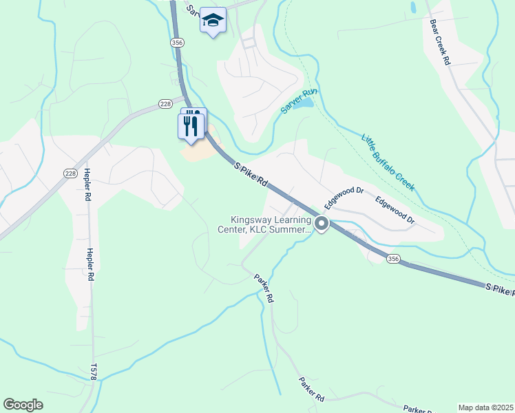 map of restaurants, bars, coffee shops, grocery stores, and more near in Sarver