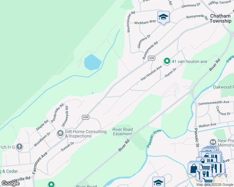 map of restaurants, bars, coffee shops, grocery stores, and more near 17 Mohawk Trail in Chatham Township