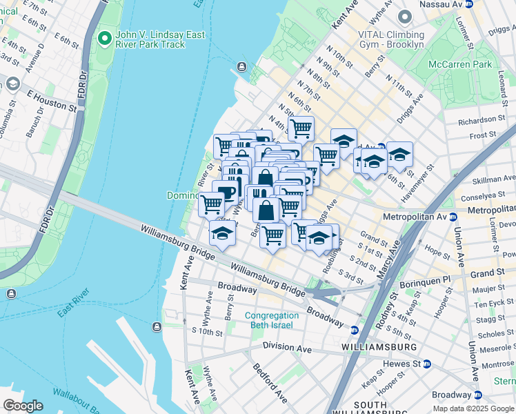 map of restaurants, bars, coffee shops, grocery stores, and more near in Brooklyn