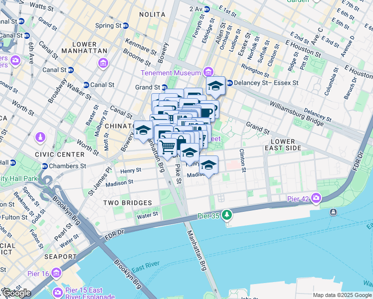 map of restaurants, bars, coffee shops, grocery stores, and more near in New York