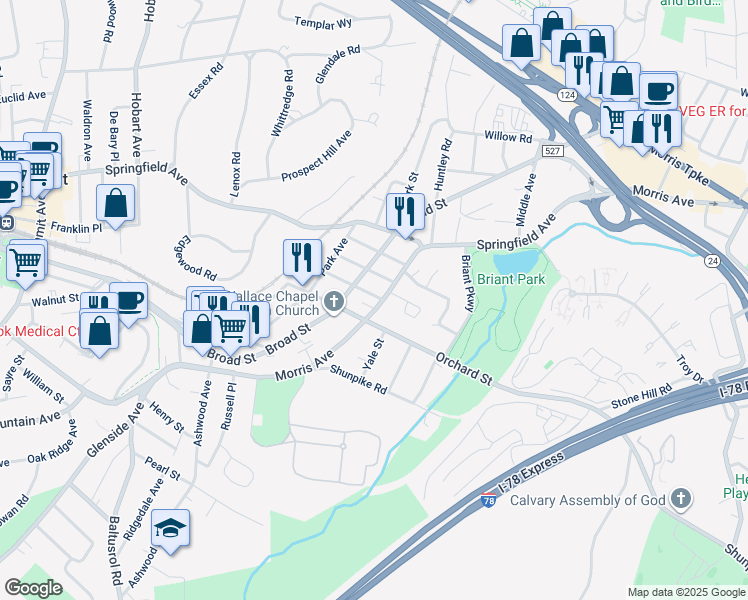 map of restaurants, bars, coffee shops, grocery stores, and more near 29 County Road 527 in Summit