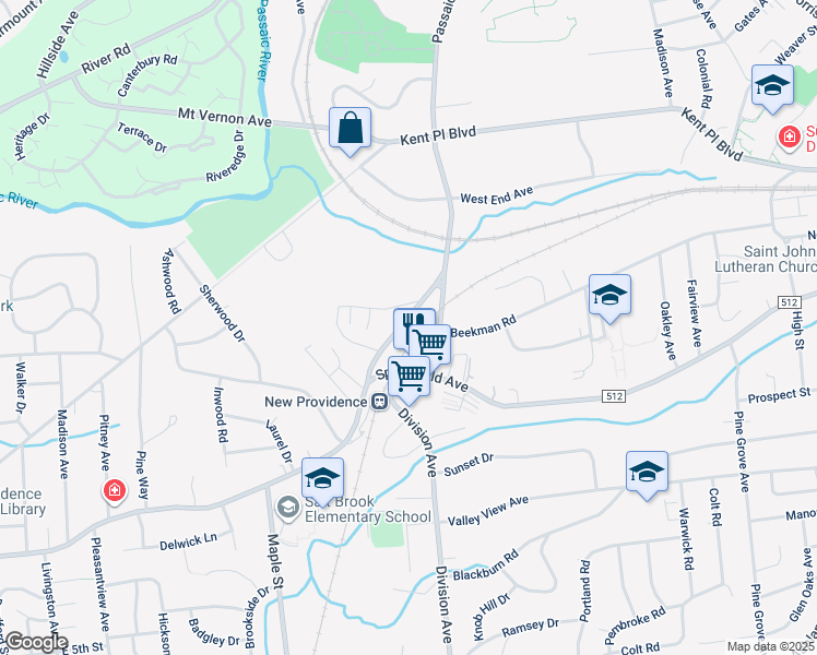 map of restaurants, bars, coffee shops, grocery stores, and more near 26 Constantine Place in Summit