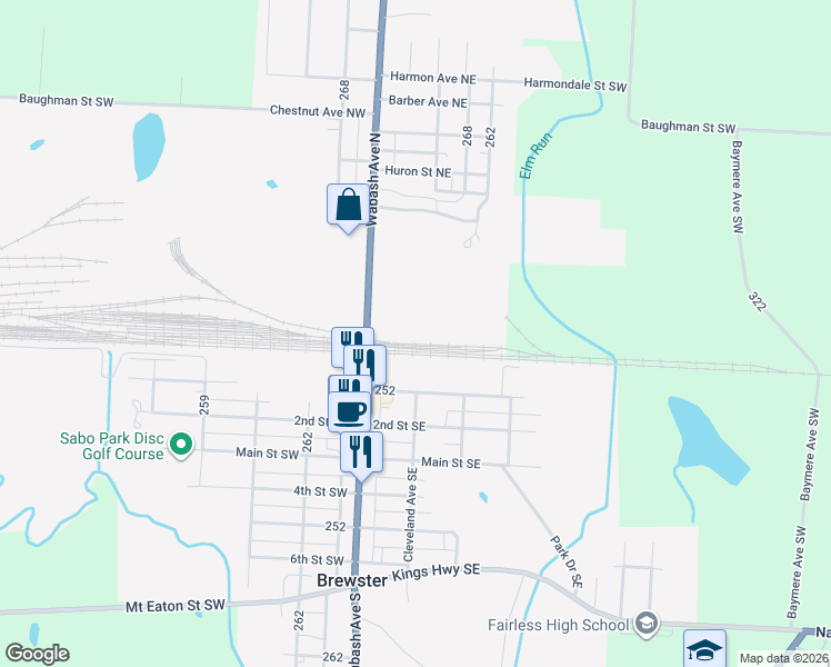 map of restaurants, bars, coffee shops, grocery stores, and more near in Brewster