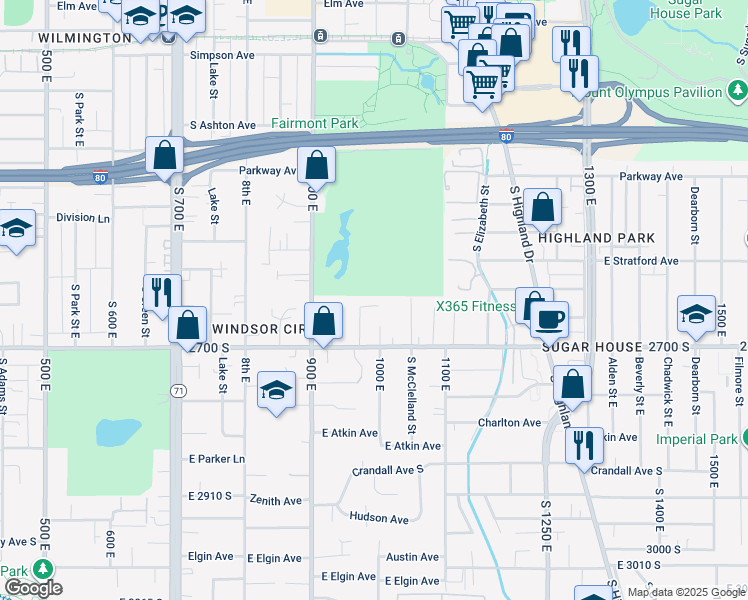 map of restaurants, bars, coffee shops, grocery stores, and more near 983 Jasper Circle South in Salt Lake City