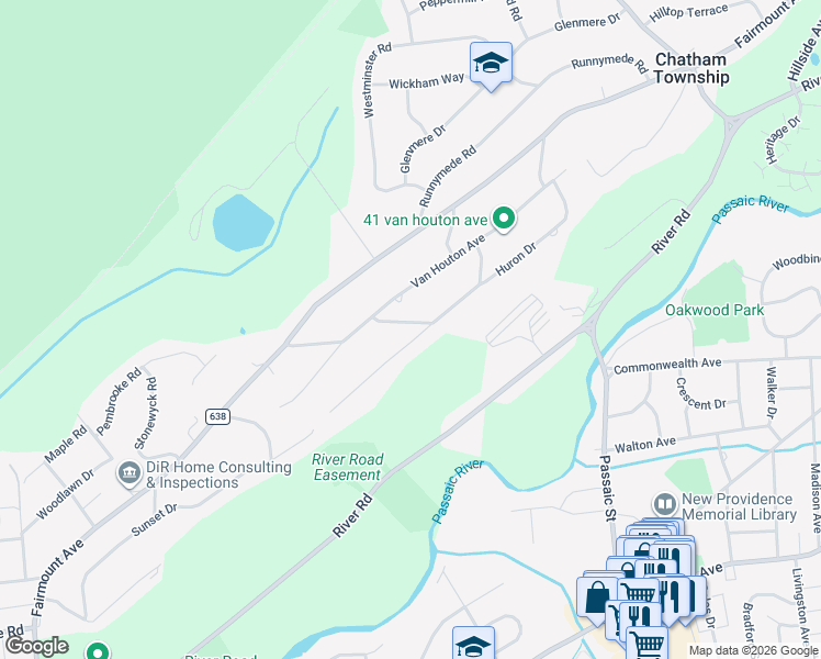 map of restaurants, bars, coffee shops, grocery stores, and more near 96 Huron Drive in Chatham Township