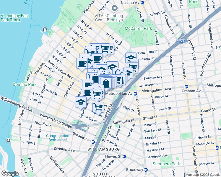 381 Metropolitan Avenue New York Ny Walk Score Map Of Restaurants Bars Coffee S Grocery Ore Near 381