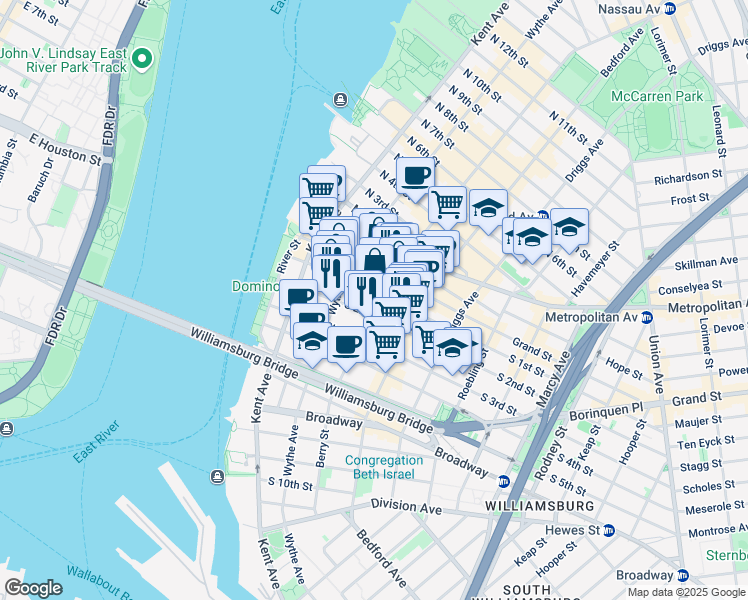 map of restaurants, bars, coffee shops, grocery stores, and more near in Brooklyn