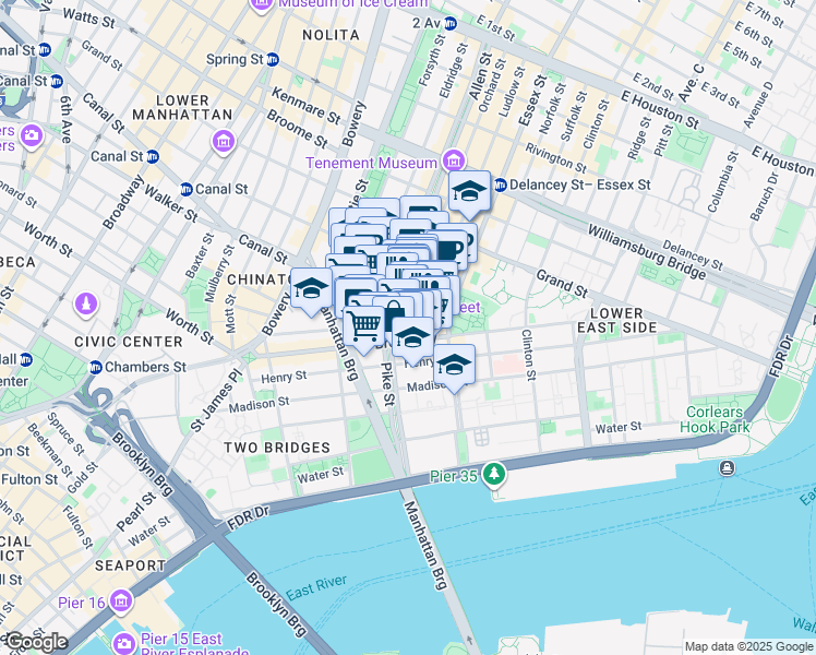 map of restaurants, bars, coffee shops, grocery stores, and more near in New York