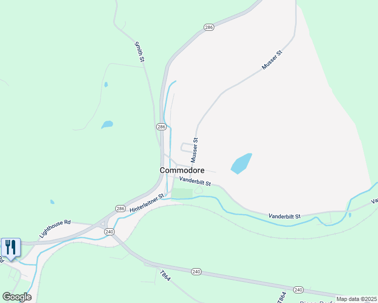 map of restaurants, bars, coffee shops, grocery stores, and more near Fisher Street in Commodore