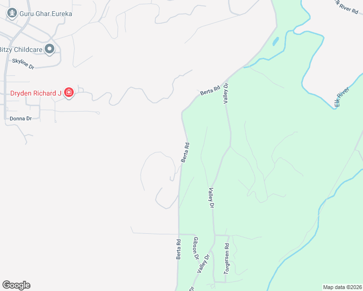 map of restaurants, bars, coffee shops, grocery stores, and more near 7382 Berta Road in Eureka