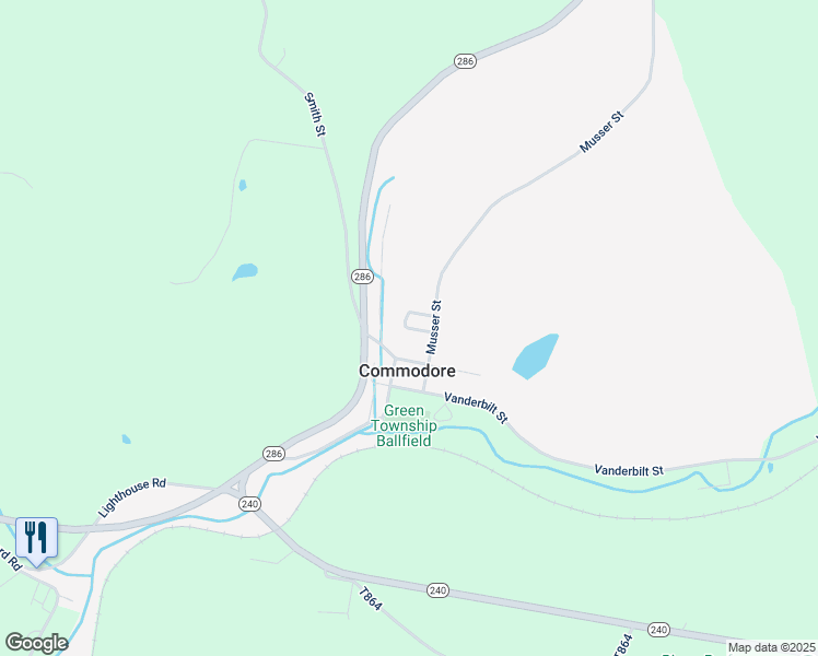 map of restaurants, bars, coffee shops, grocery stores, and more near Fisher Street in Commodore
