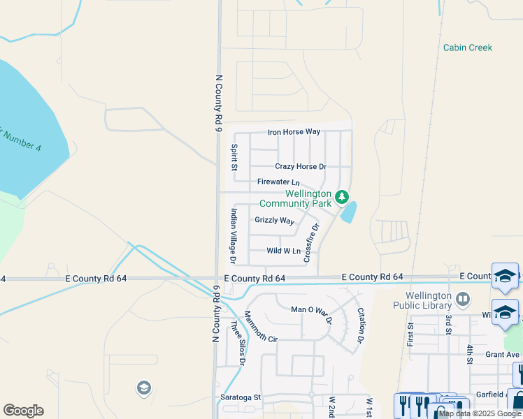 map of restaurants, bars, coffee shops, grocery stores, and more near 3255 White Buffalo Drive in Wellington