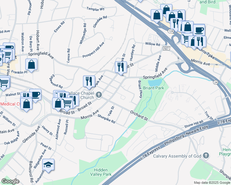 map of restaurants, bars, coffee shops, grocery stores, and more near 29 County Road 527 in Summit
