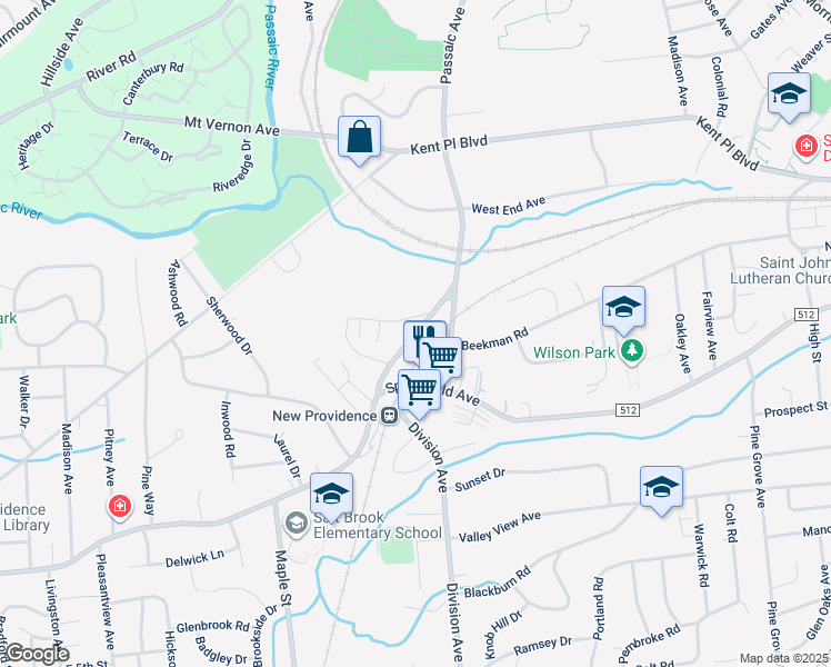 map of restaurants, bars, coffee shops, grocery stores, and more near 20 Constantine Place in Summit