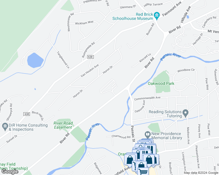 map of restaurants, bars, coffee shops, grocery stores, and more near 420 River Road in Chatham Township
