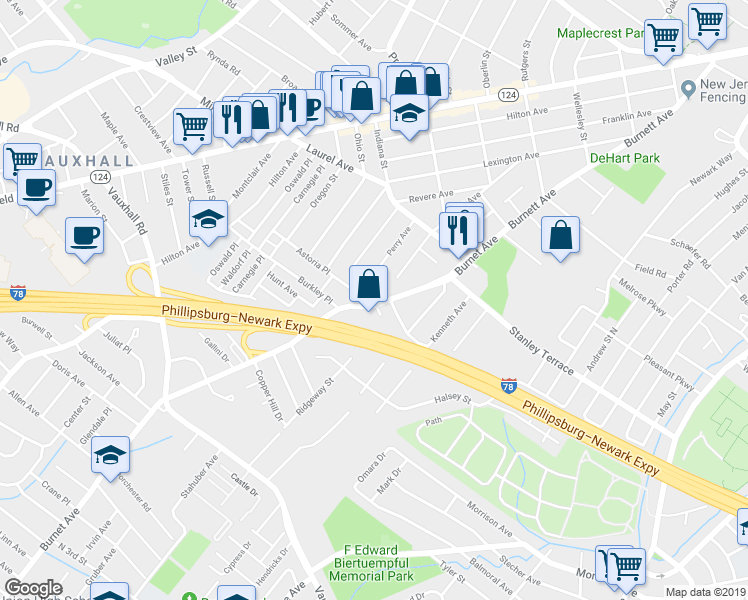 map of restaurants, bars, coffee shops, grocery stores, and more near 1670 Burnet Avenue in Union