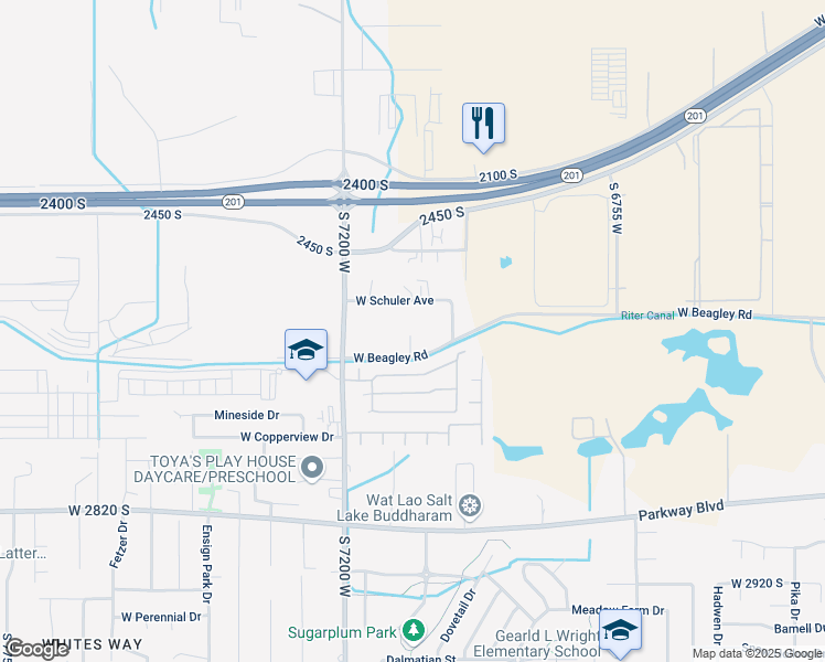 map of restaurants, bars, coffee shops, grocery stores, and more near 2565 7090 West in West Valley City