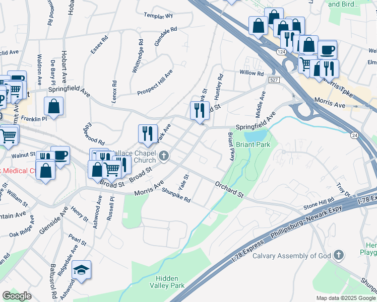 map of restaurants, bars, coffee shops, grocery stores, and more near 29 County Road 527 in Summit
