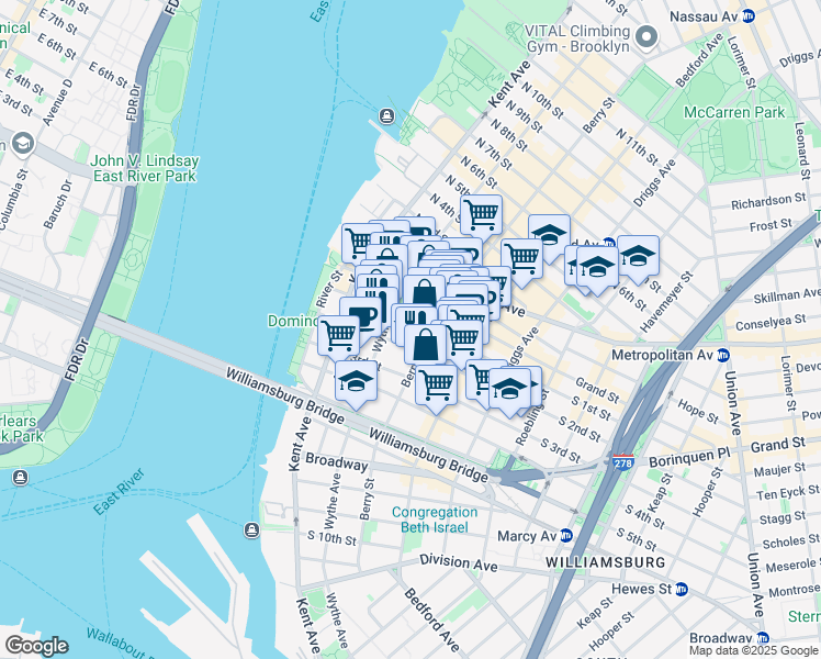map of restaurants, bars, coffee shops, grocery stores, and more near in Brooklyn