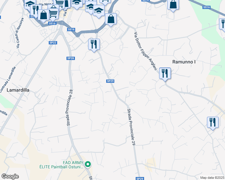 map of restaurants, bars, coffee shops, grocery stores, and more near 29 Strada Provinciale 29 in Provincia di Brindisi