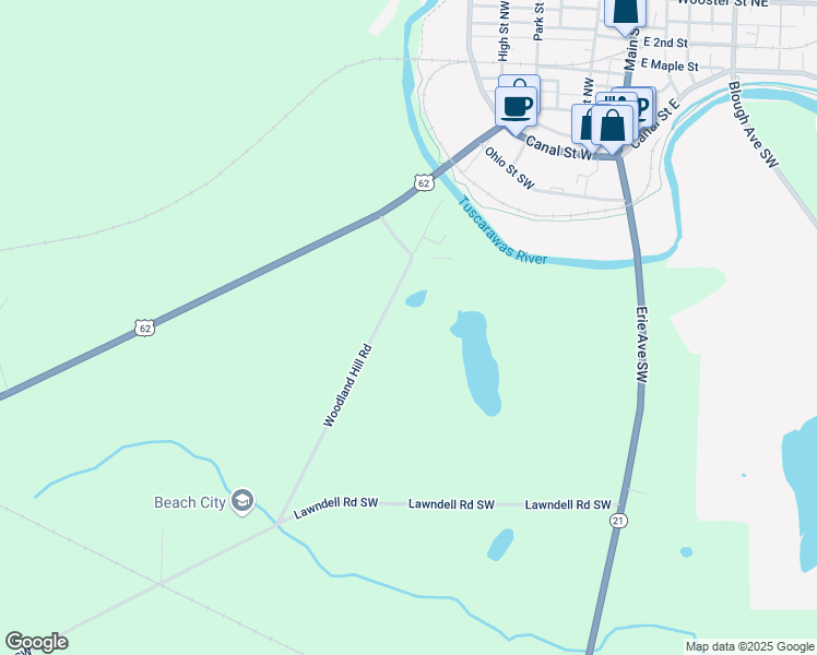 map of restaurants, bars, coffee shops, grocery stores, and more near 6780 Woodland Hill Road in Navarre