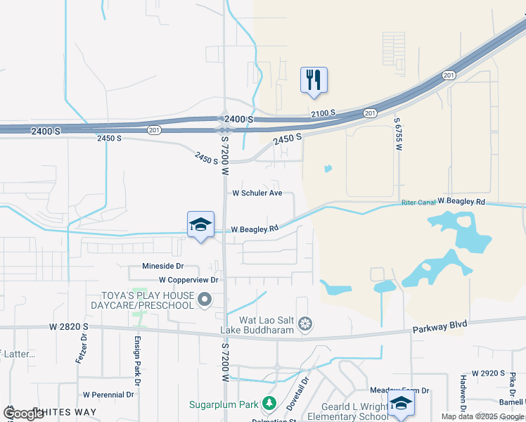 map of restaurants, bars, coffee shops, grocery stores, and more near 2565 7090 West in West Valley City