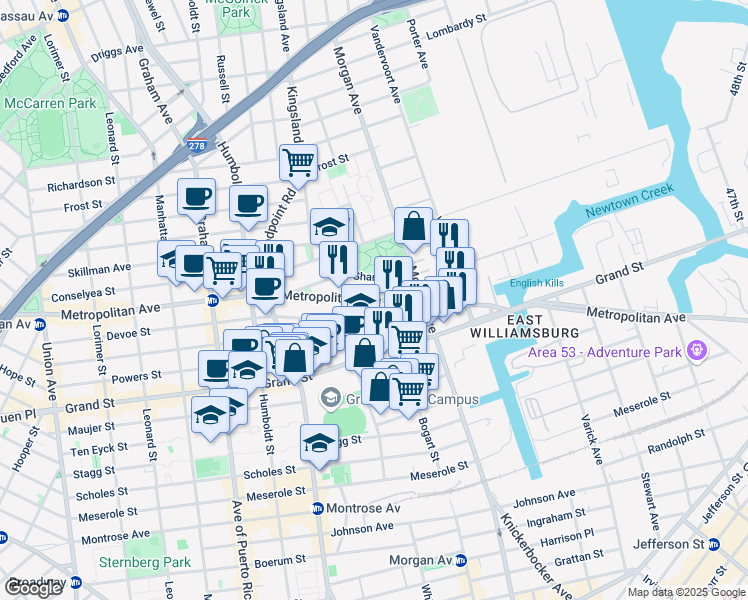 950 Metropolitan Avenue New York Ny Walk Score Map Of Restaurants Bars Coffee S Grocery Ore Near 950