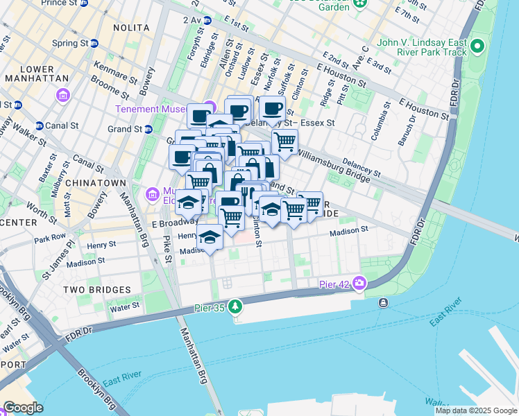 map of restaurants, bars, coffee shops, grocery stores, and more near in 