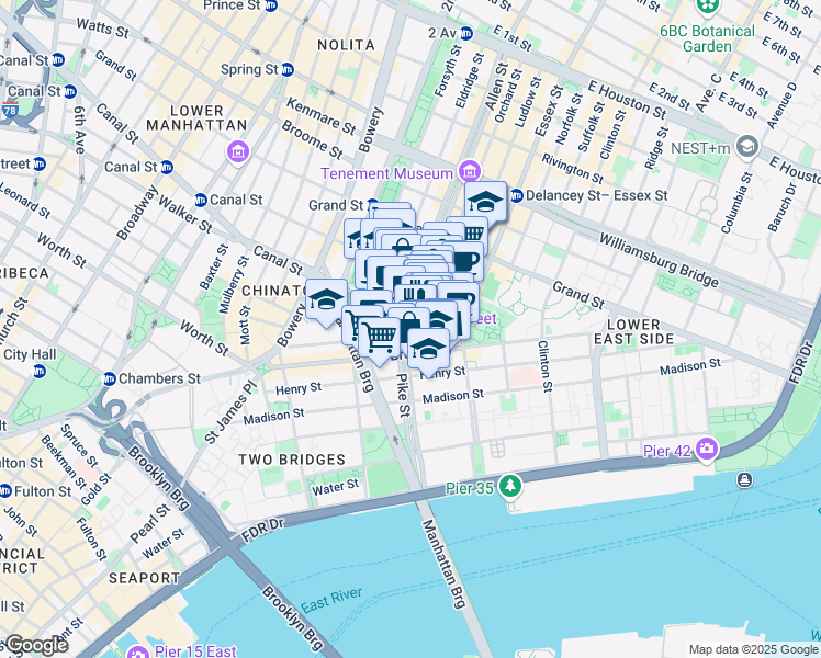 map of restaurants, bars, coffee shops, grocery stores, and more near in New York