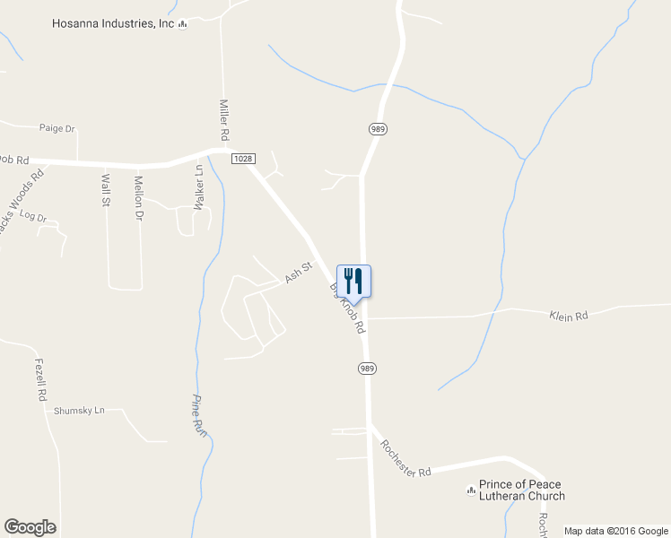 map of restaurants, bars, coffee shops, grocery stores, and more near 733 Big Knob Road in Rochester