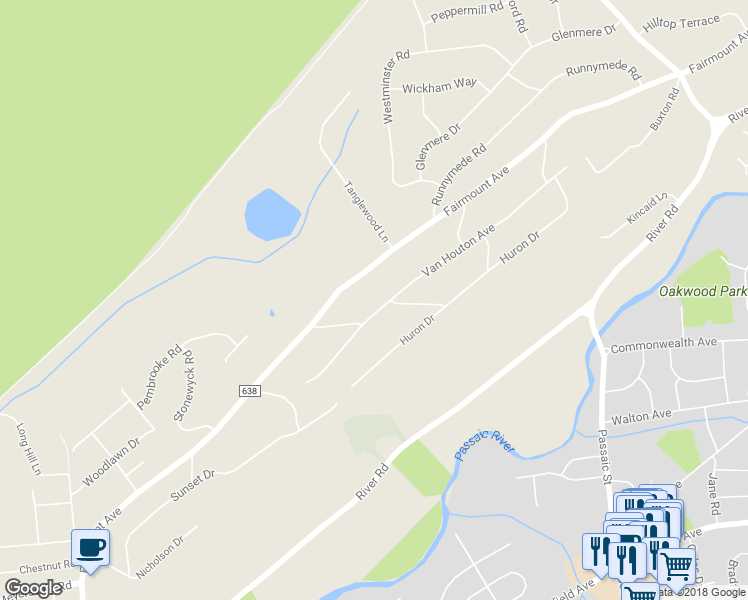 map of restaurants, bars, coffee shops, grocery stores, and more near 114 Van Houton Avenue in Chatham Township