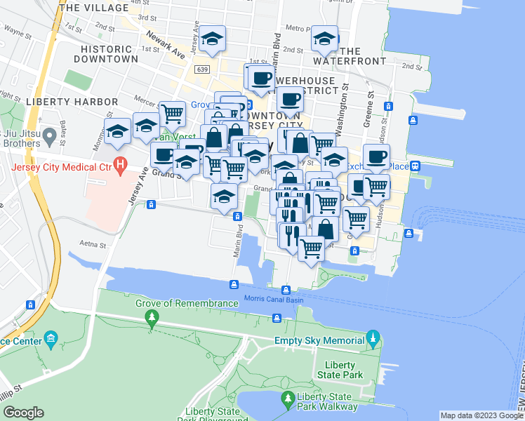 map of restaurants, bars, coffee shops, grocery stores, and more near 207 Van Vorst Street in Jersey City