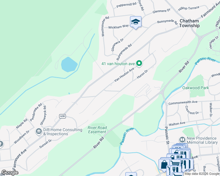 map of restaurants, bars, coffee shops, grocery stores, and more near 96 Huron Drive in Chatham Township