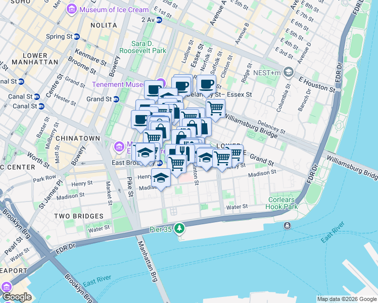 map of restaurants, bars, coffee shops, grocery stores, and more near in 