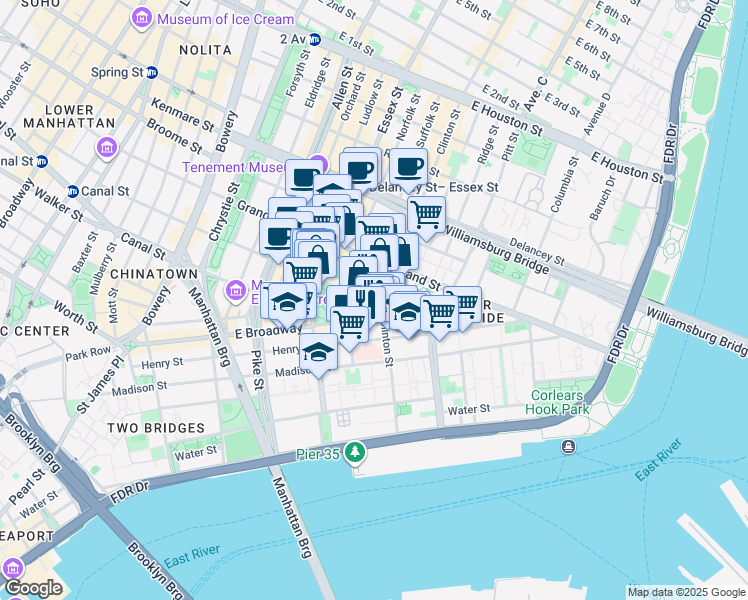 map of restaurants, bars, coffee shops, grocery stores, and more near in 