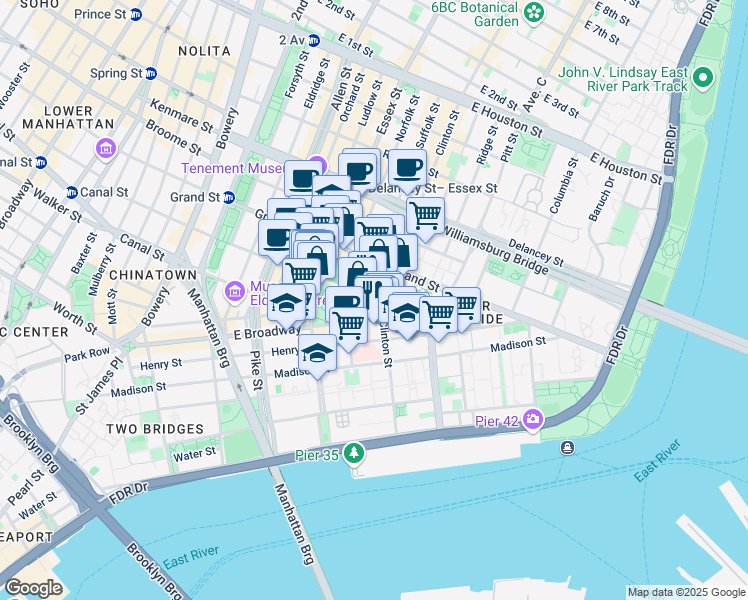 map of restaurants, bars, coffee shops, grocery stores, and more near in 