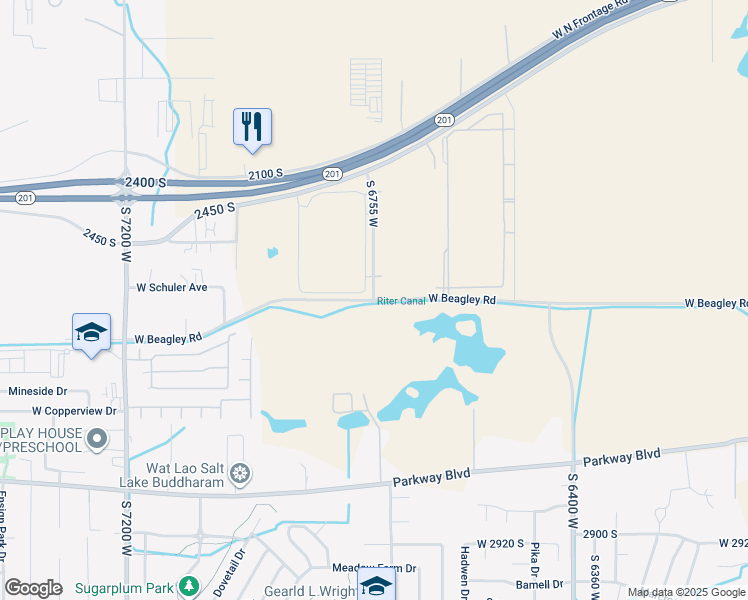 map of restaurants, bars, coffee shops, grocery stores, and more near 6750 West in West Valley City
