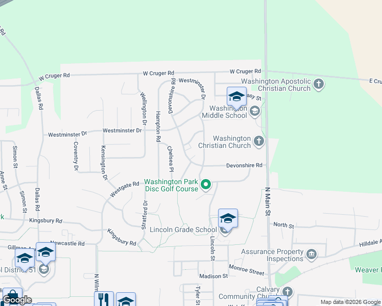 map of restaurants, bars, coffee shops, grocery stores, and more near 505 Devonshire Road in Washington