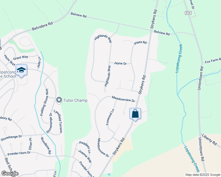 map of restaurants, bars, coffee shops, grocery stores, and more near 32 Highlands Way in Phillipsburg