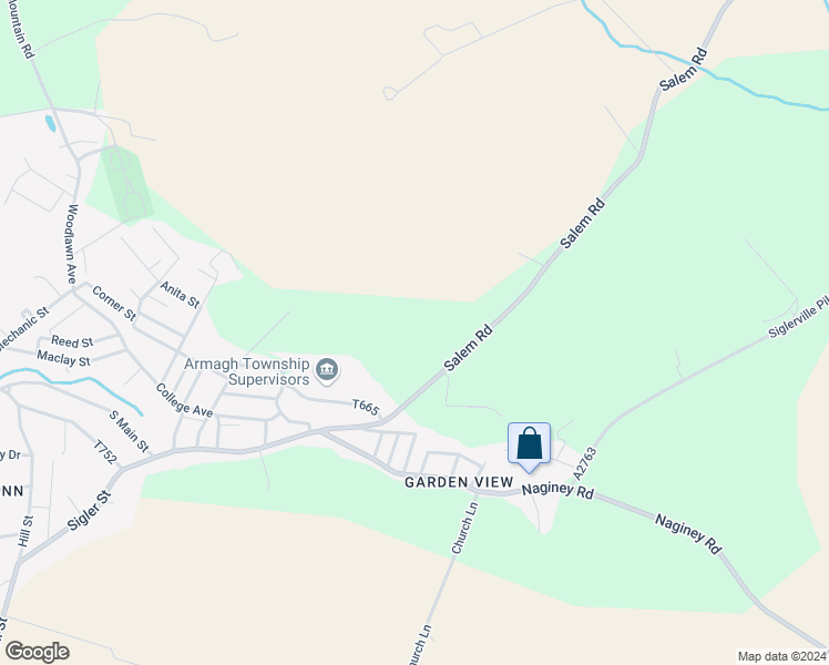 map of restaurants, bars, coffee shops, grocery stores, and more near 159 Salem Road in Milroy